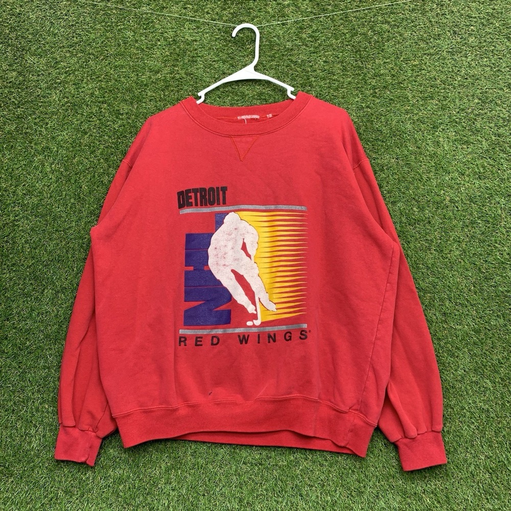 Vintage Detroit Red Wings Sweatshirt Mens Large Crew NHL Lee Sport Hockey 90s